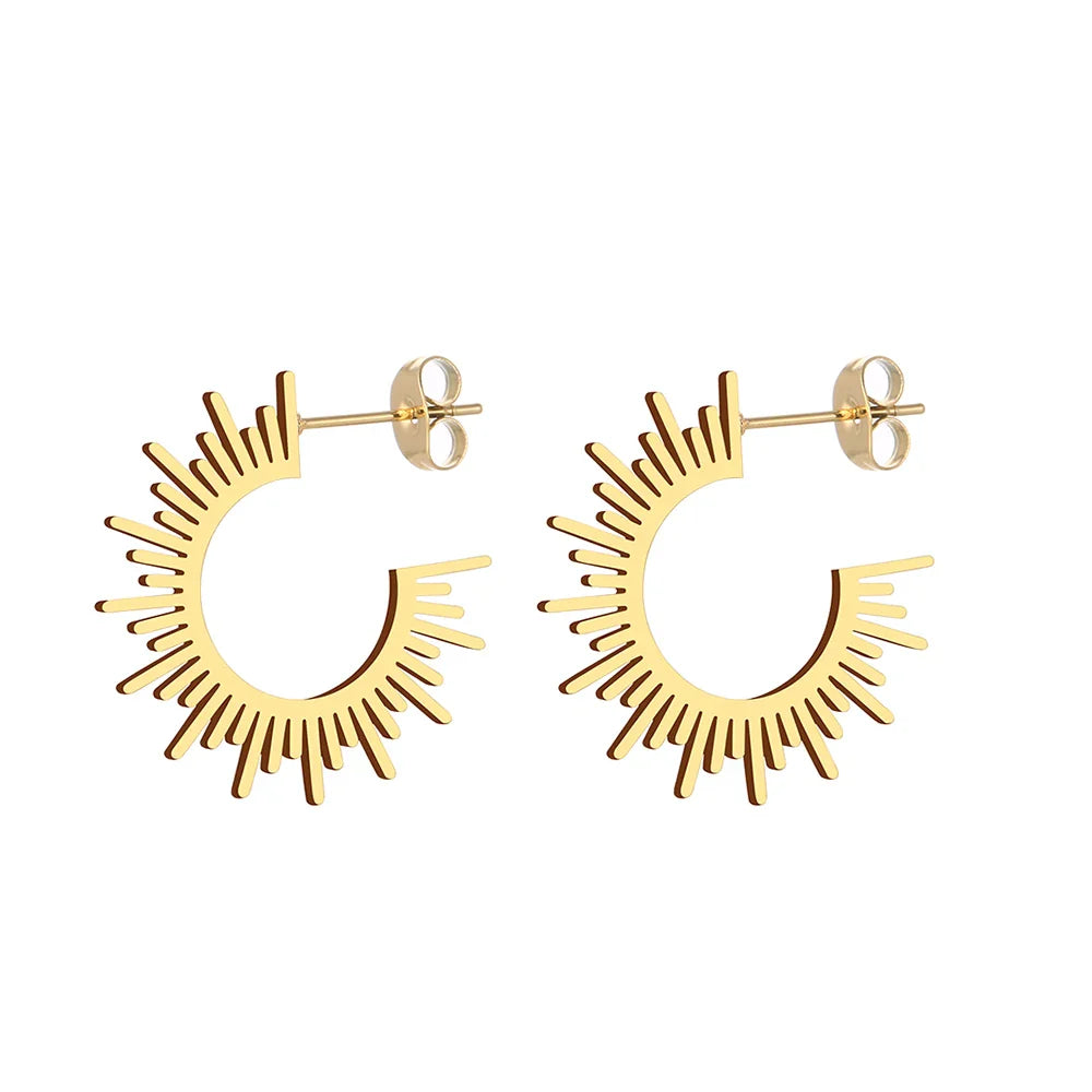 Stainless Steel Jewelry Geometric Earrings For Women Best Half Circle Spiked Femme Charm Earrings Party Best Wedding Gifts Vera Lux