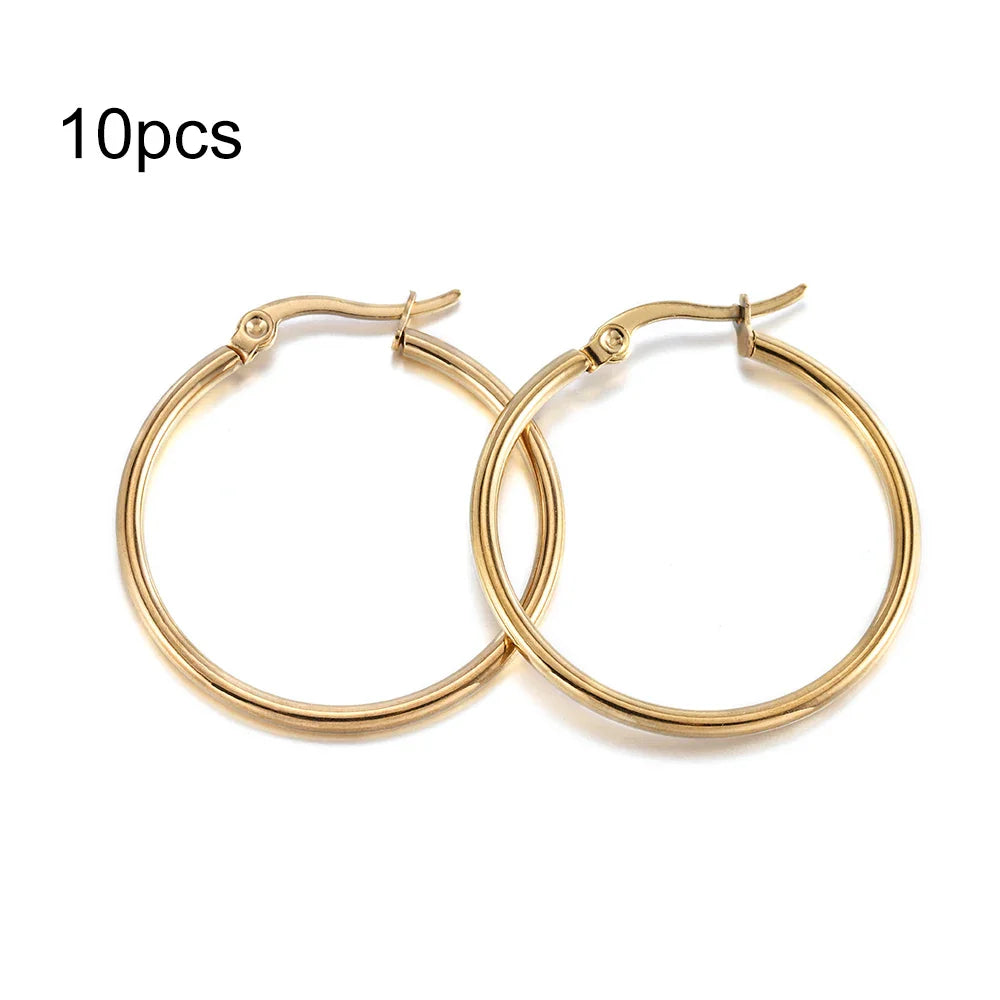 10pcs Black Open Earrings Circle Stainless Steel Earring Hooks 15-50mm Loop Base Ear Ring for DIY Jewelry Making Findings Vera Lux