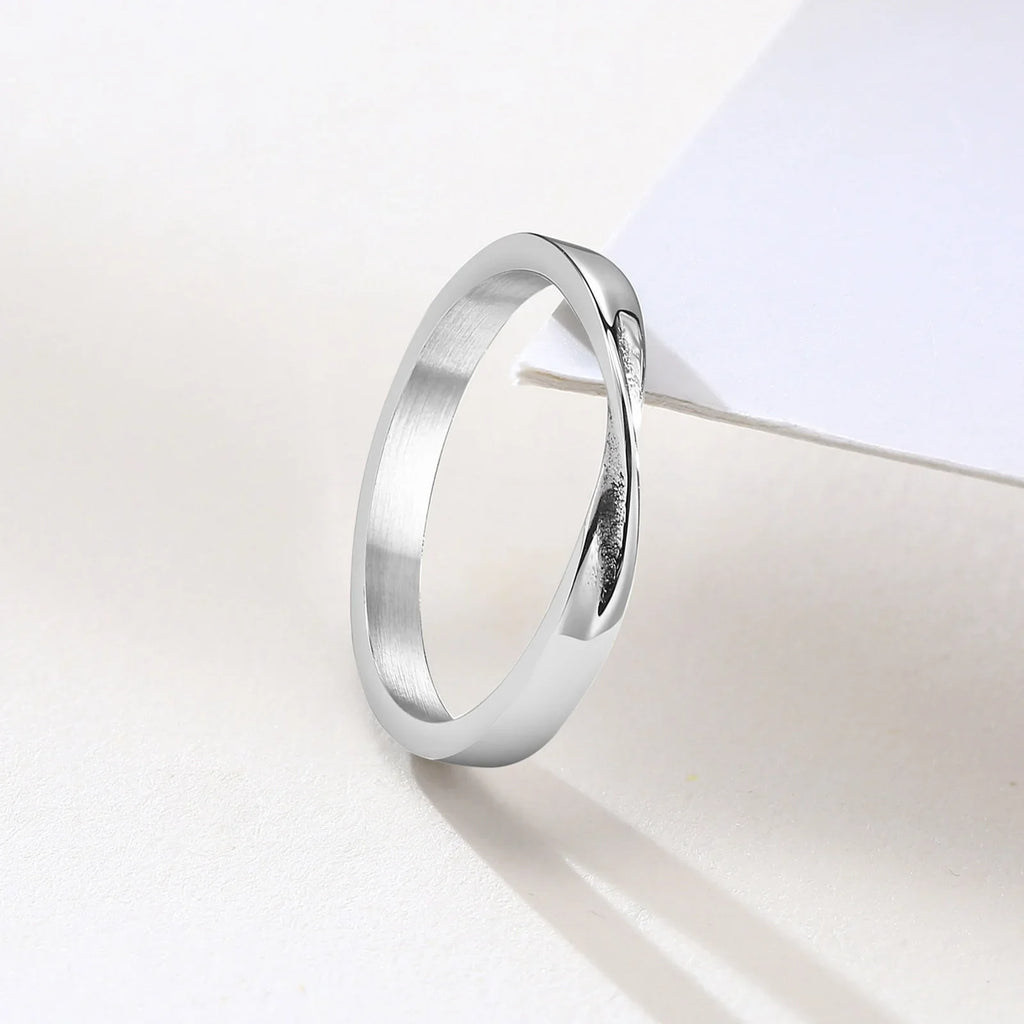 Mobius Wedding Ring for Women, Stainless Steel Dainty Endless Twist Knot, Infinity Promise Engagement Ring Vera Lux
