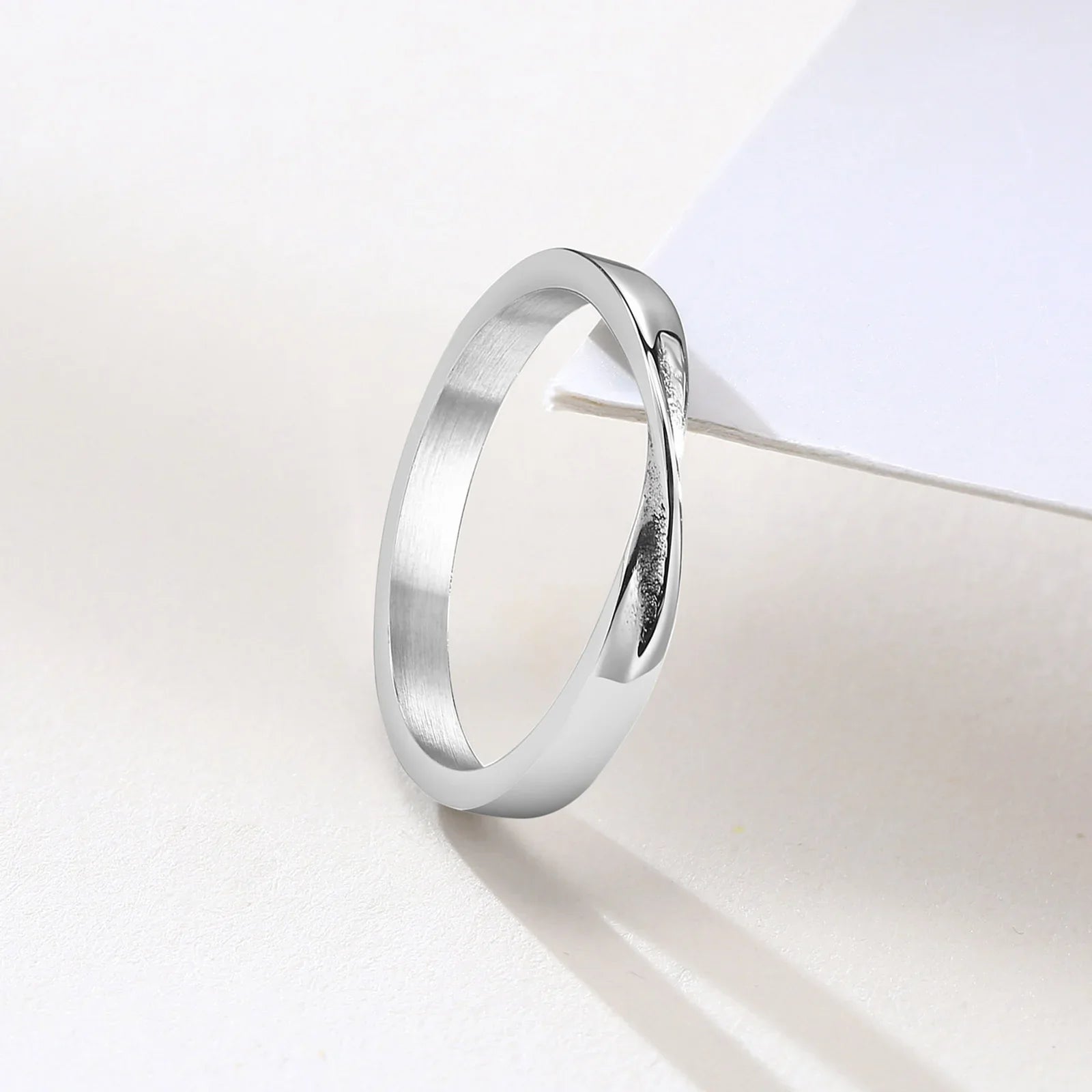 Mobius Wedding Ring for Women, Stainless Steel Dainty Endless Twist Knot, Infinity Promise Engagement Ring Vera Lux