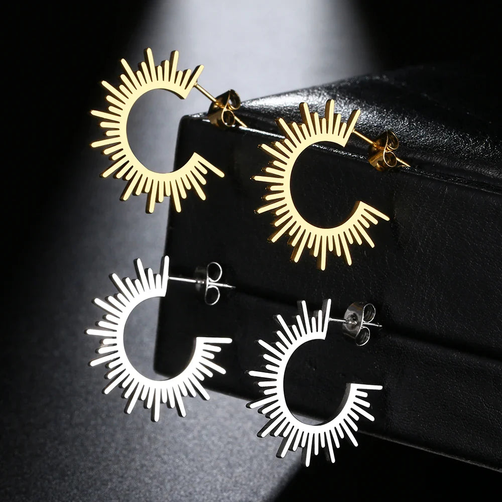Stainless Steel Jewelry Geometric Earrings For Women Best Half Circle Spiked Femme Charm Earrings Party Best Wedding Gifts Vera Lux