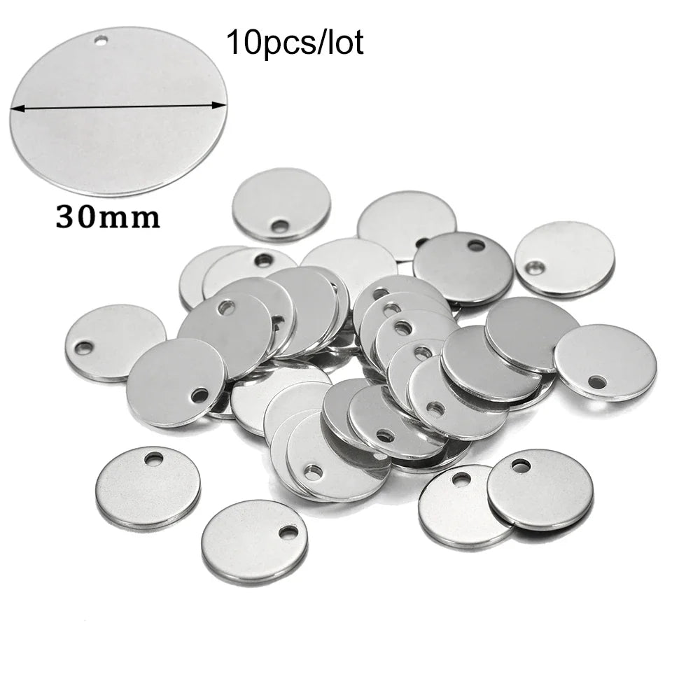 10-50Pcs Gold Stainless Steel Customized Dog Tag Heart-Shaped Oval Blanks Charm Pendant Charms For DIY Jewelry Making Supplies Vera Lux