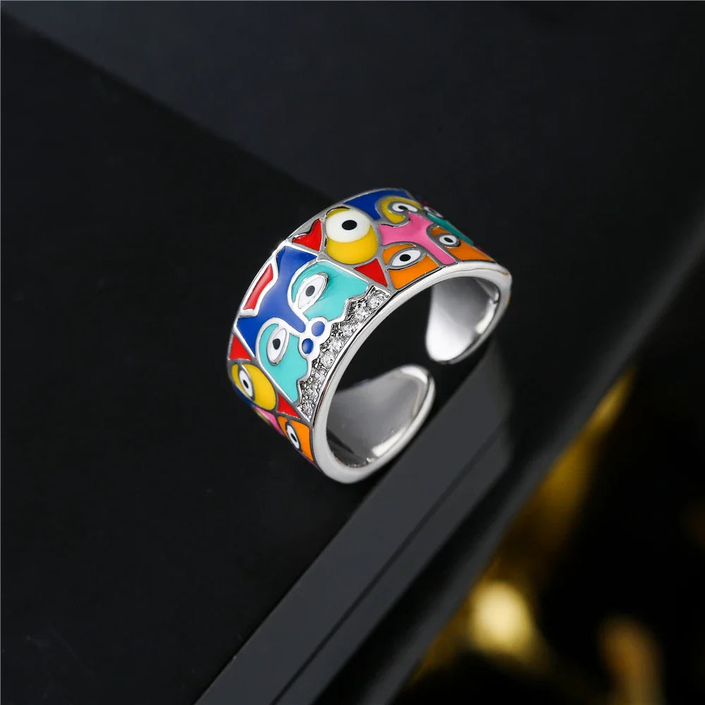 NEWBUY 2024 New Rings For Women White CZ Handmade Enamel Lovely Cat Unique Trendy Ring Party Fashion Jewelry Vera Lux