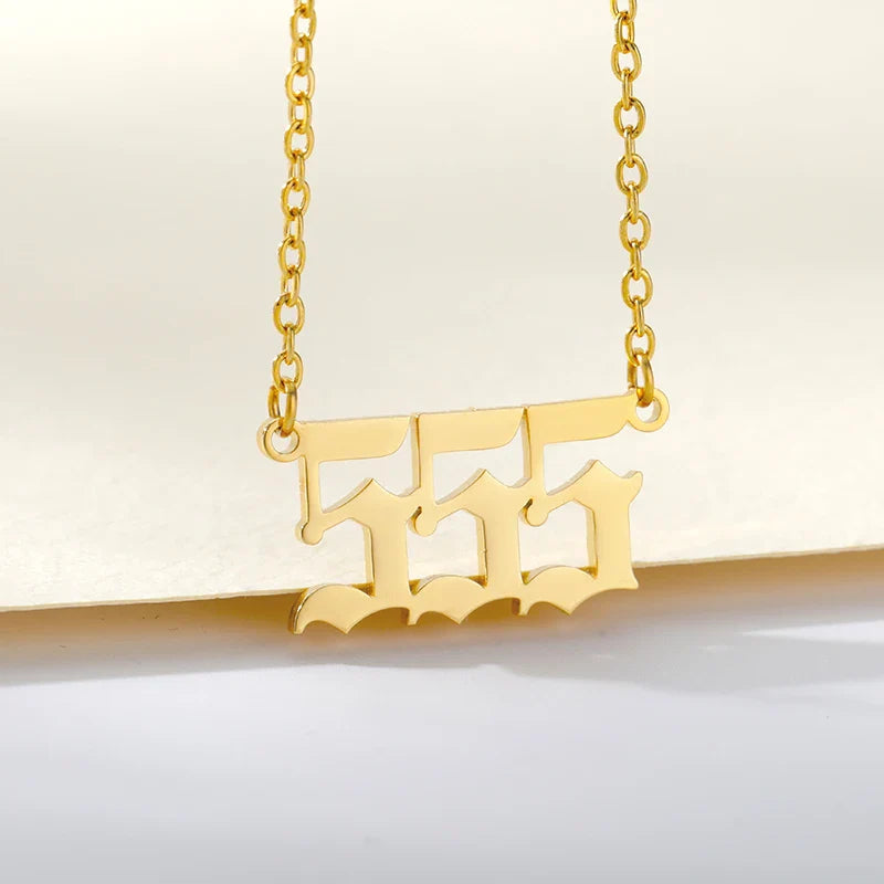 777 Angel Number Necklaces For Women Stainless Steel Couple Necklace Goth Chains Collar Choker Vintage Jewelry Aesthetic Vera Lux