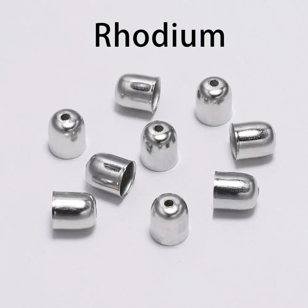50-100pcs/lot Crimp End Caps Leather Cords End Tip Beads Caps Fit 4 -12mm Clasps For DIY Jewelry Making Findings Supplies Vera Lux