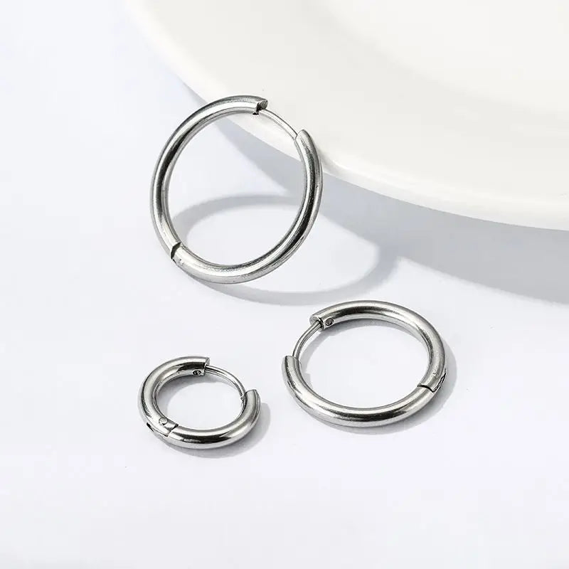1 pair Women/Man Stainless Steel Small Hoops Earring Piercing Ear Cartilage Tragus Simple Thin Circle Anti-allergic Ear Buckle Vera Lux