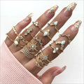 Fashion Geometric Knuckle Rings set For Women Crystal Gold color Finger Ring Boho Ladies wedding Jewelry Gift Vera Lux