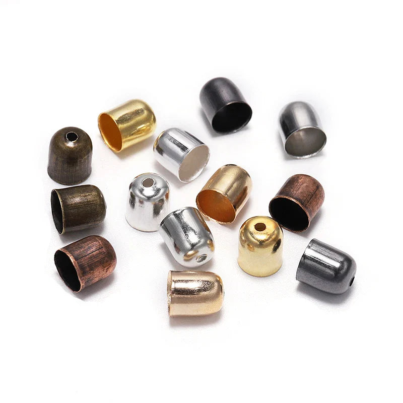 50-100pcs/lot Crimp End Caps Leather Cords End Tip Beads Caps Fit 4 -12mm Clasps For DIY Jewelry Making Findings Supplies Vera Lux
