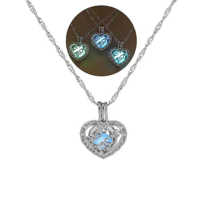Glow in The Dark Locket necklace For Women Gun skull Heart mermaid Cross tortoise Glowing beads cage pendant Fashion Jewelry Vera Lux