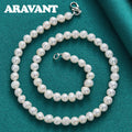 Aravant 925 Silver Freshwater Pearl Necklaces Chain For Women Wedding Fashion Jewelry Vera Lux