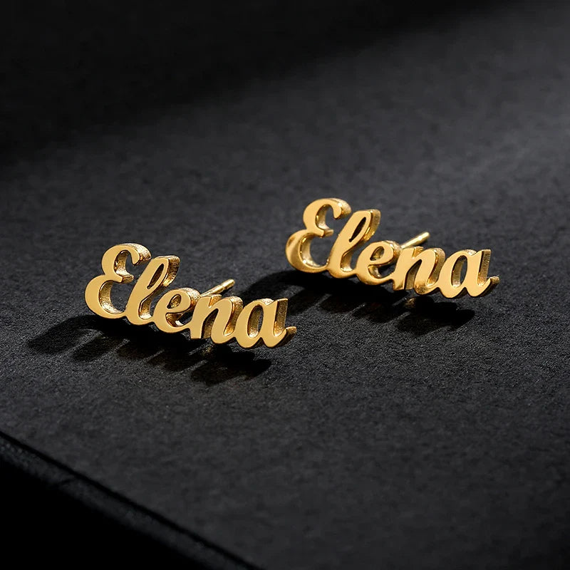 Custom Name Stud Earrings For Women Stainless Steel Earrings Any Pattern For Best Friend Girls Jewelry aretes de mujer Vera Lux