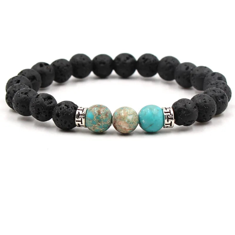 8MM Natural Stone Beaded Chain bracelets For Women Men Couple Lava Rock Healing Balance Beads Reiki Buddha Chakra Bangle Jewelry Vera Lux