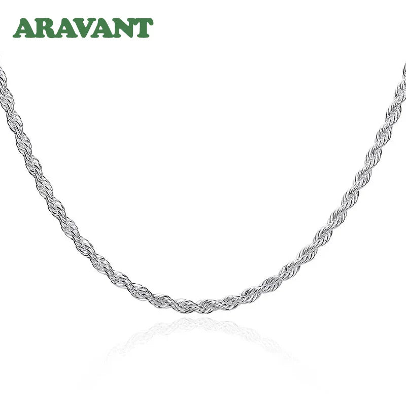 Aravant 925 Silver 4MM Twist Snake Chain Necklace For Women Fashion Jewelry Vera Lux