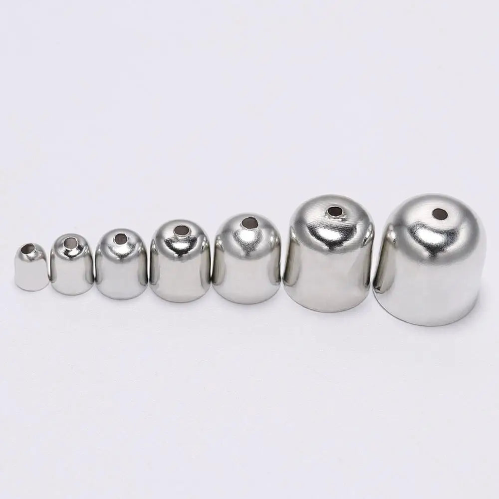 50-100pcs/lot Crimp End Caps Leather Cords End Tip Beads Caps Fit 4 -12mm Clasps For DIY Jewelry Making Findings Supplies Vera Lux