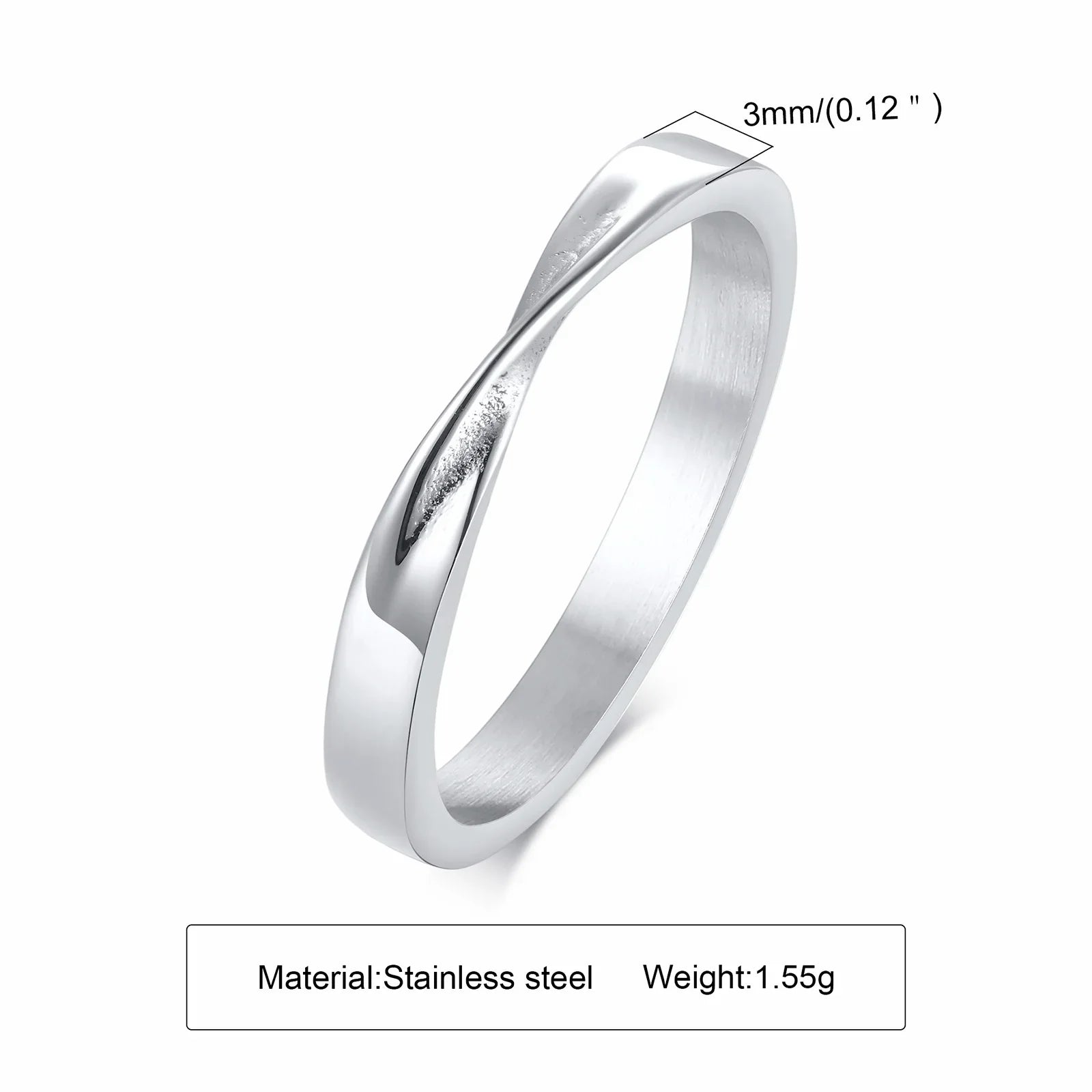 Mobius Wedding Ring for Women, Stainless Steel Dainty Endless Twist Knot, Infinity Promise Engagement Ring Vera Lux