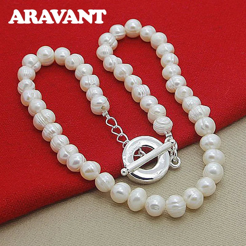 Freshwater Pearl Necklaces 925 Silver Necklace For Women Wedding Fashion Jewelry Vera Lux