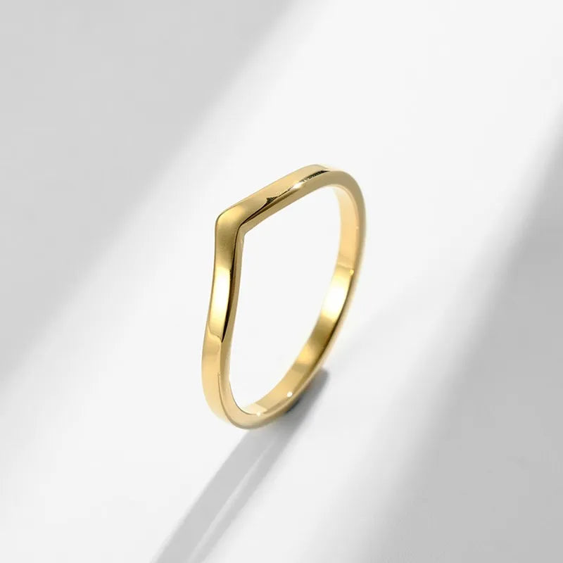 2mm Thin V Shape Stackable Ring Stainless Steel Plain Polished Band for Women Girl Size 5-10 Vera Lux