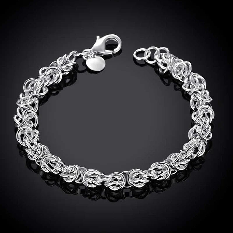Aravant 925 Silver 7mm Link Chain Necklace Bracelet Set For Women Fashion Jewelry Vera Lux