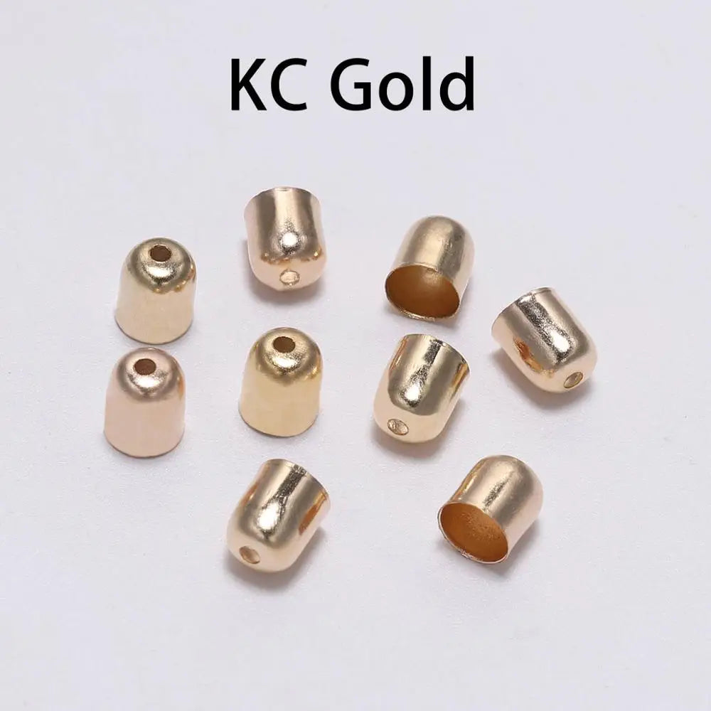 50-100pcs/lot Crimp End Caps Leather Cords End Tip Beads Caps Fit 4 -12mm Clasps For DIY Jewelry Making Findings Supplies Vera Lux