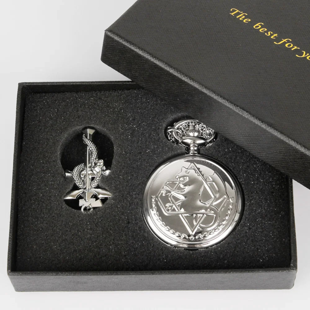 Fullmetal Alchemist High Grade Gifts Sets Pocket Watch Cosplay Japan Anime Necklace Clock Accessories With Box CF1217 Vera Lux