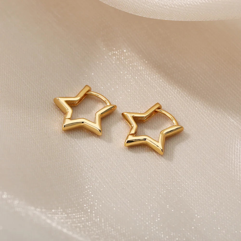 Luxury Star Pendientes Earrings For Women Girl Stainless Steel Minimalist Hoop Piercing 2025 New In y2k Jewelry aretes de mujer Vera Lux