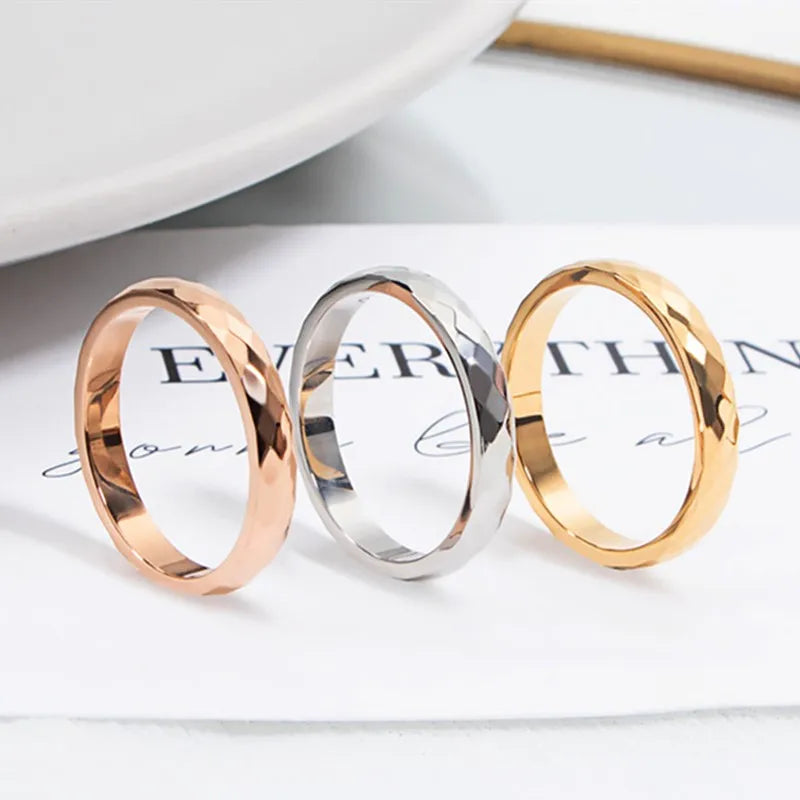 3mm Stainless Steel Multi-Faceted Comfort fit Ring Wedding Band for Women Men Size 4-10 Vera Lux