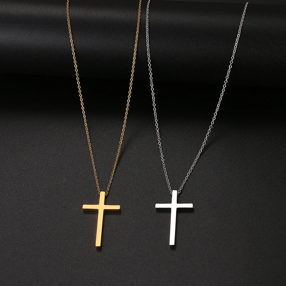 Stainless Steel Necklaces Classic Cross Jesus Fashion Large Style Man Chain Necklace For Women Jewelry Collar Pendant Gifts NEW Vera Lux