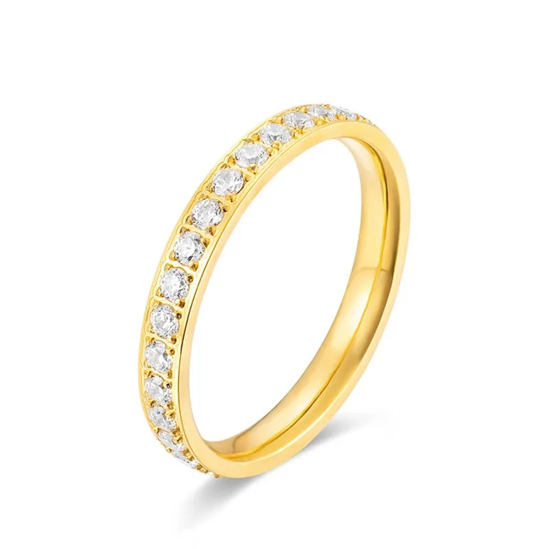 2mm Stainless Steel Stackable CZ Eternity Ring Wedding Band for Women Girl Size 5-10 Vera Lux