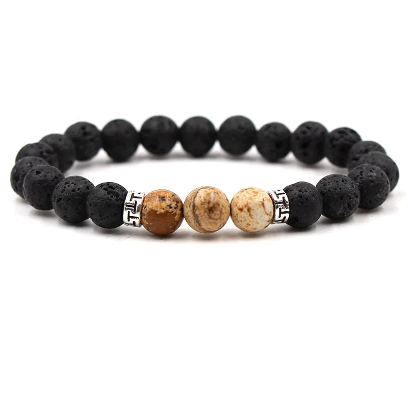 8MM Natural Stone Beaded Chain bracelets For Women Men Couple Lava Rock Healing Balance Beads Reiki Buddha Chakra Bangle Jewelry Vera Lux