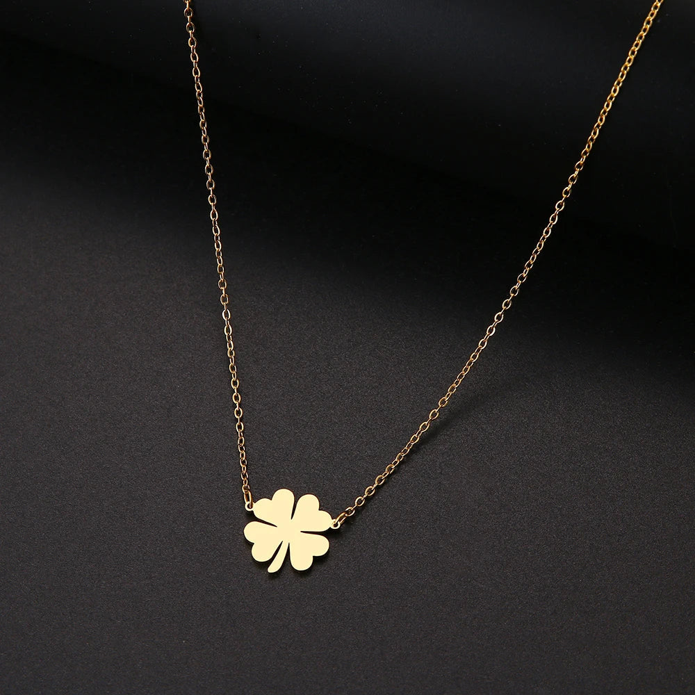 DOTOFI Four Leaf Clover Pendant Necklace For Women Stainless Steel Quality Fashion Jewelry Vera Lux