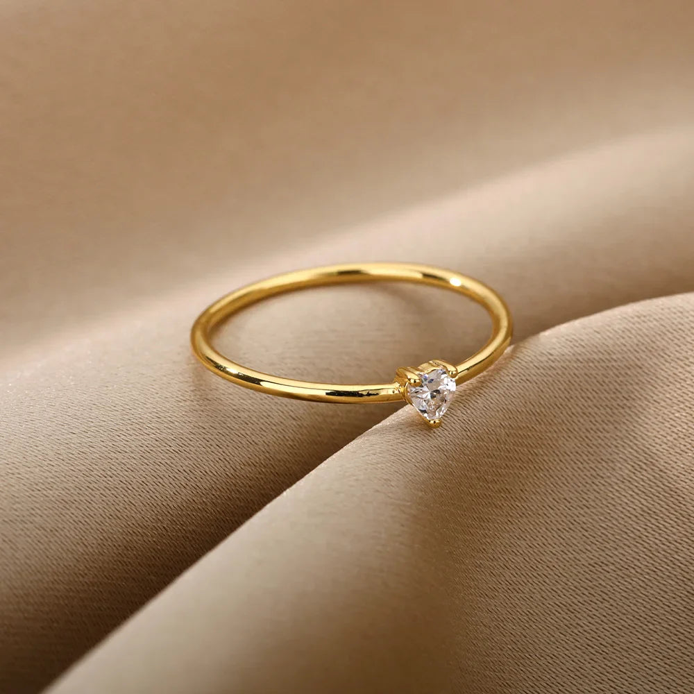 Zircon Little Heart Rings For Women Minimalism Heart Ring Stainless Steel Finger Dainty Ring Valentine Gifts Free Shipping Vera Lux