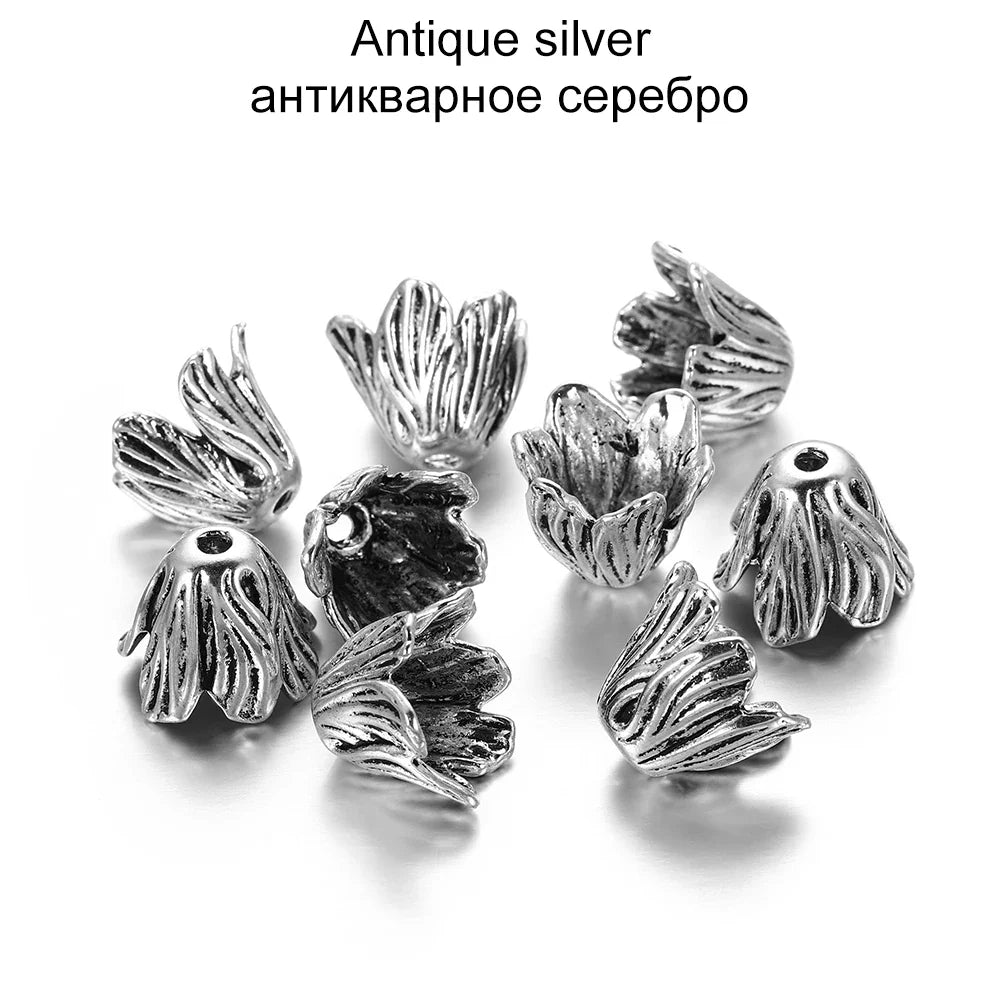 2pcs/lot Alloy Beads Caps Mixed Hollow Flower Necklace Earrings End Beads Cap Connectors For DIY Jewelry Making Accessroies Vera Lux