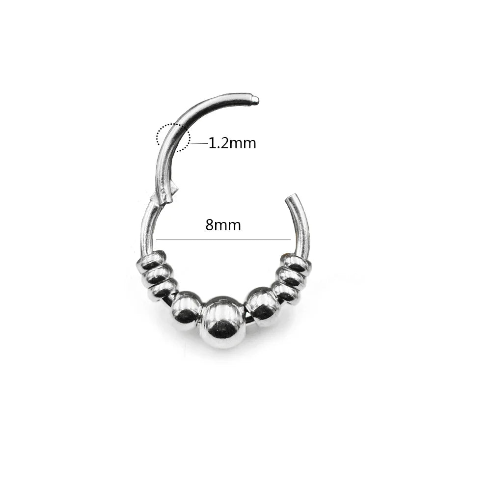 1pc 316L Surgical Steel  Septum Clicker Ear Cartilage Helix Tragus Faux Daith Earring Hoop Body  Piercing Jewelry Nose Ring Vera Lux