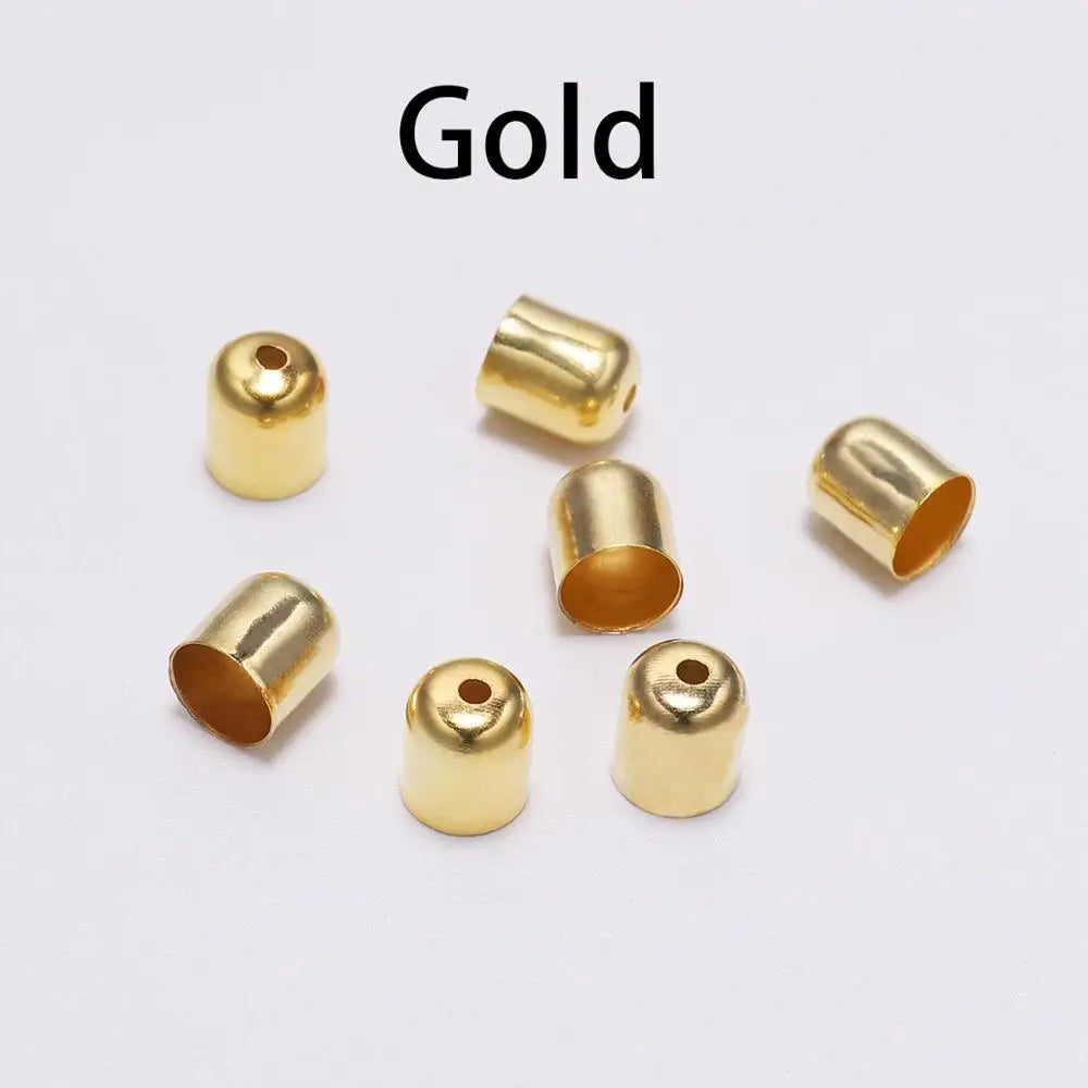 50-100pcs/lot Crimp End Caps Leather Cords End Tip Beads Caps Fit 4 -12mm Clasps For DIY Jewelry Making Findings Supplies Vera Lux