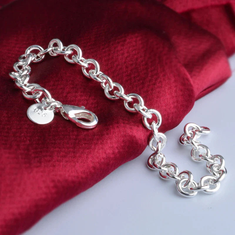 Aravant 925 Sterling Silver 6mm Link Chain Bracelet For Women Fashion Jewelry Vera Lux
