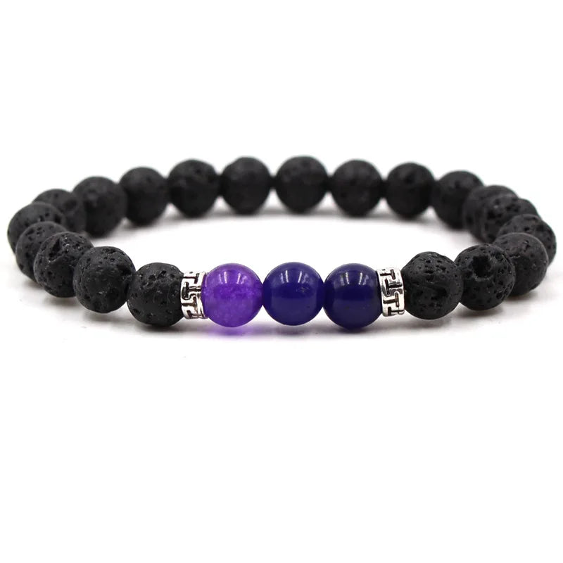 8MM Natural Stone Beaded Chain bracelets For Women Men Couple Lava Rock Healing Balance Beads Reiki Buddha Chakra Bangle Jewelry Vera Lux