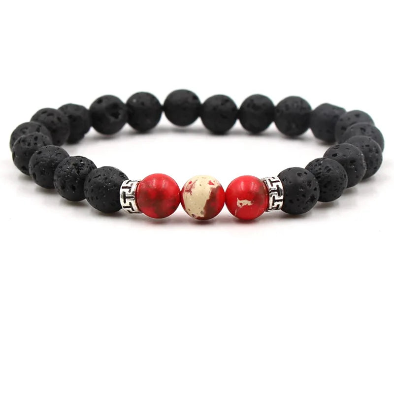 8MM Natural Stone Beaded Chain bracelets For Women Men Couple Lava Rock Healing Balance Beads Reiki Buddha Chakra Bangle Jewelry Vera Lux