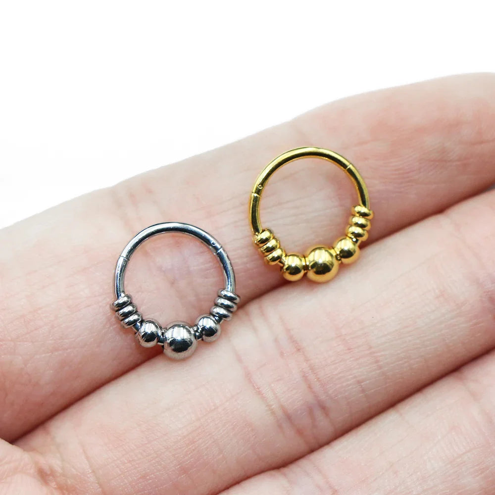 1pc 316L Surgical Steel  Septum Clicker Ear Cartilage Helix Tragus Faux Daith Earring Hoop Body  Piercing Jewelry Nose Ring Vera Lux