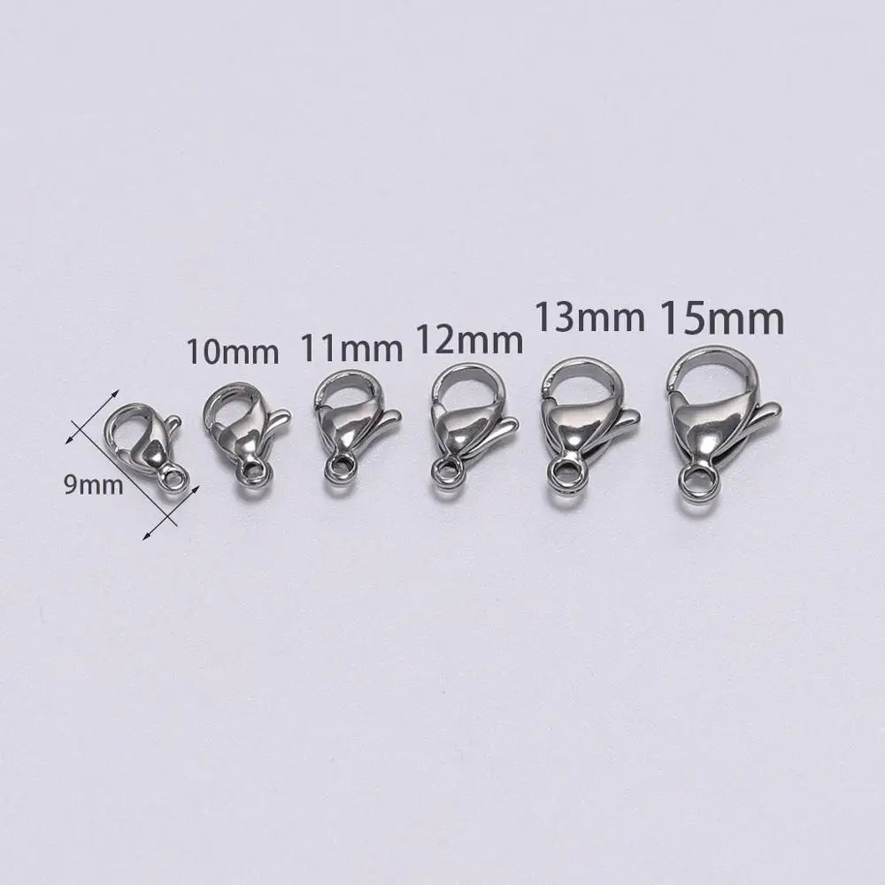 10pcs/lot Stainless Steel Lobster Clasp Hooks Bracelet Necklace Chain Connectors For DIY Jewelry Making Supplies Accessories Vera Lux