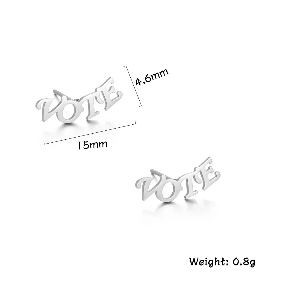 Sipuris Custom Name Logo Stud Earrings Stainless Steel Personalized Initial Nameplate Fashion Jewelry For Women Weddings Gifts Vera Lux