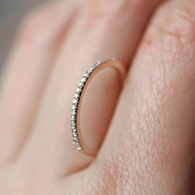 Delicate Micro Pave Zircon Rings For Women Trendy Chic Crystal Daily Dating Women's Stackable Tiny Ring Fashion Jewelry R133 Vera Lux