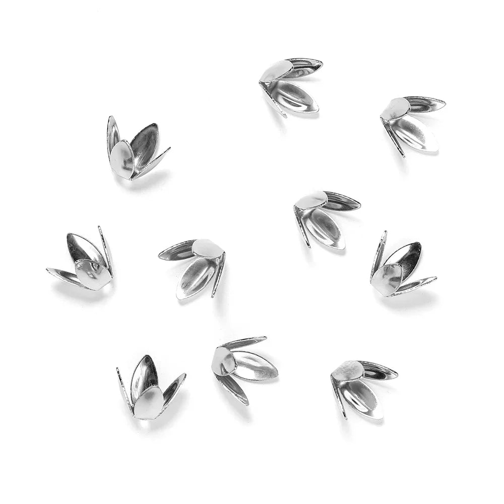 100pcs/lot Four Leaves Flower Metal Bulk Loose Sparer Caps Petal Apart End Bead Caps For Jewelry Making Bracelet Findings Vera Lux