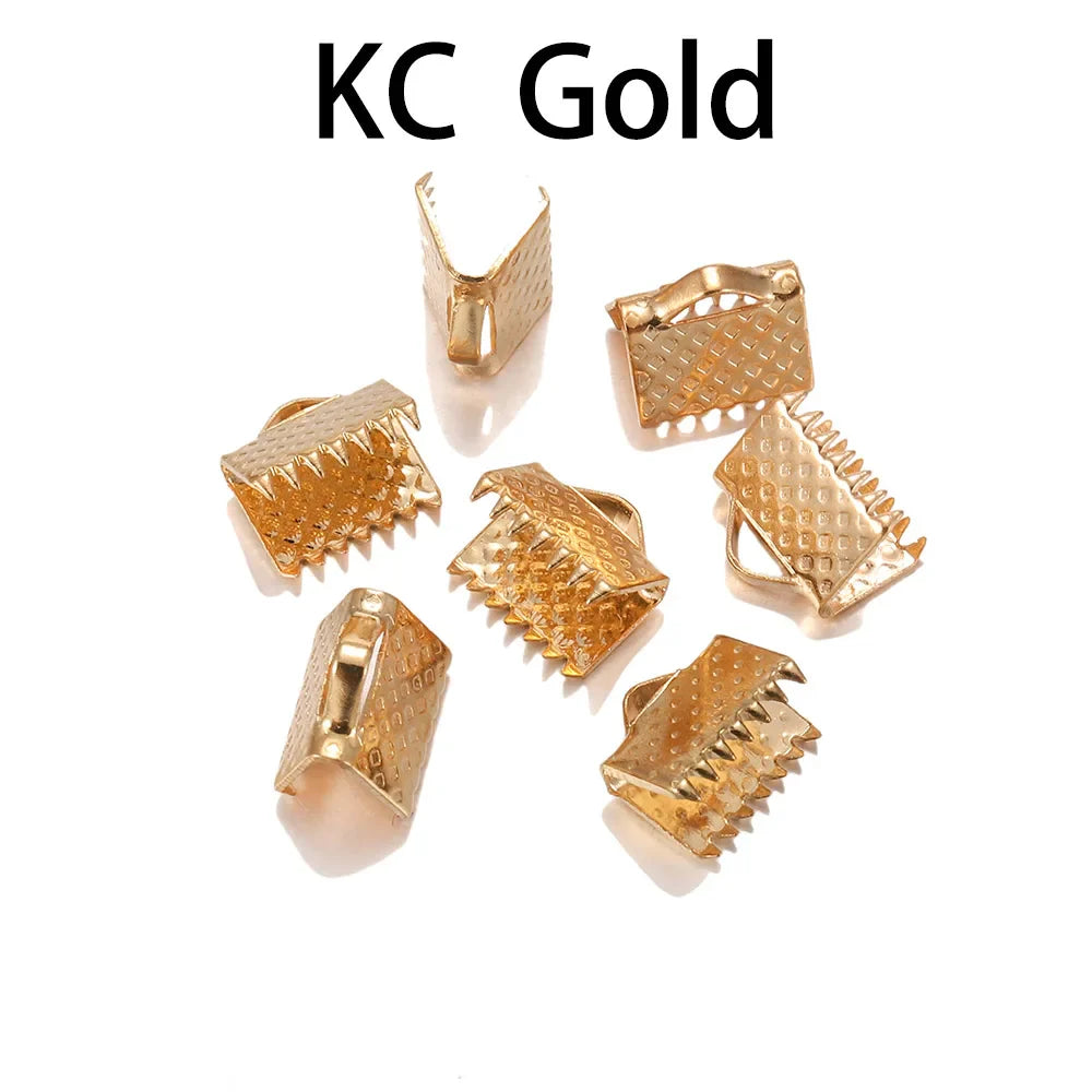 50pcs/lot Crimp Beads Cove Clasps Cord Leather Clip Necklace Bracelet Connectors End Caps For DIY Jewelry Findings Supplies Vera Lux
