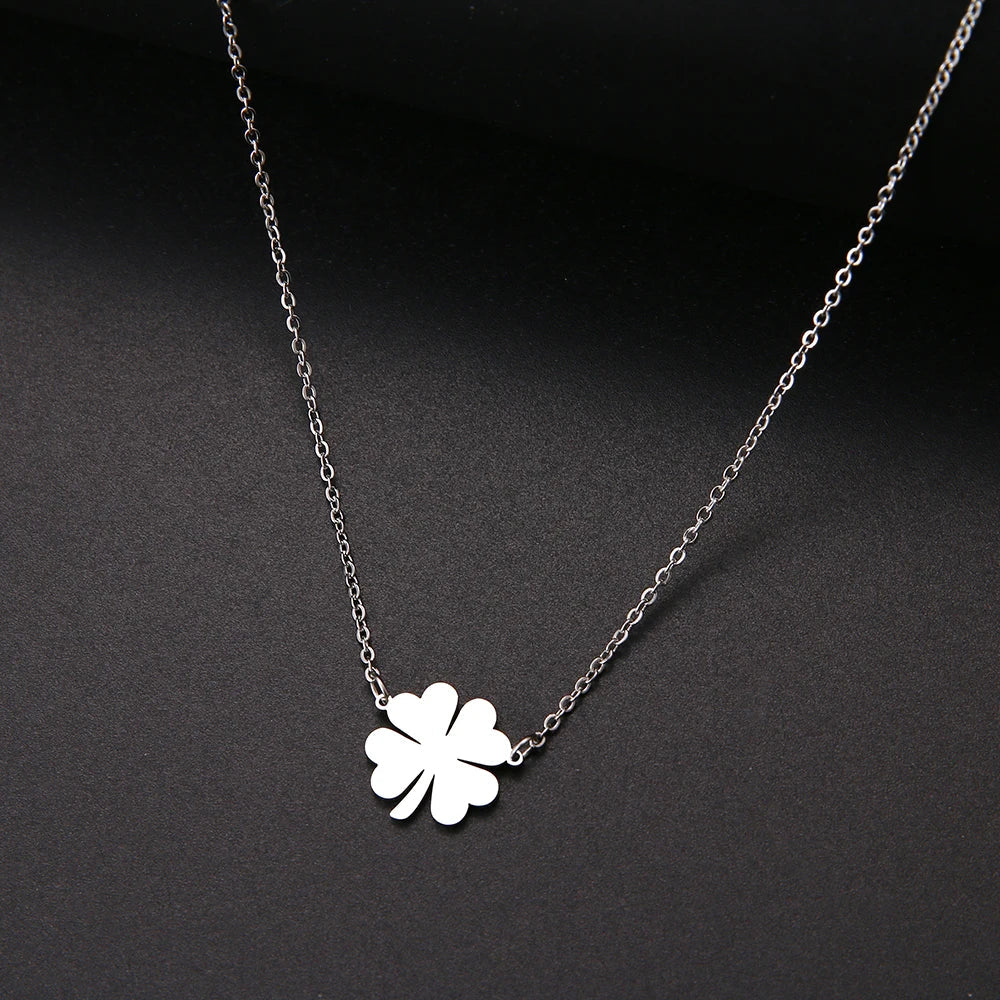 DOTOFI Four Leaf Clover Pendant Necklace For Women Stainless Steel Quality Fashion Jewelry Vera Lux