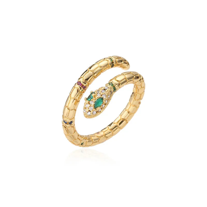 Fashion Gold Color Snake Ring For Women Girl Adjustable Exquisite Shiny Cubic Zirconia Finger Ring Wedding Jewelry Gift Vera Lux