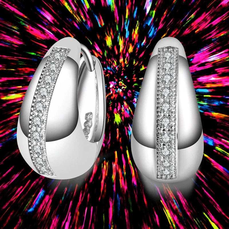 Real 925 Sterling Silver 18mm Small Hoop Earrings For Women Wedding Jewelry Gift Vera Lux