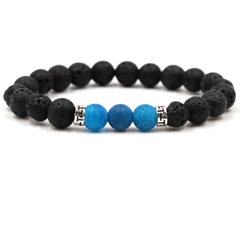 8MM Natural Stone Beaded Chain bracelets For Women Men Couple Lava Rock Healing Balance Beads Reiki Buddha Chakra Bangle Jewelry Vera Lux