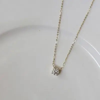 VENTFILLE 925 Sterling Silver French Simple Crystal Pendant Clavicle Chain Necklace Women Light Luxury Party 14k Gold Jewelry Vera Lux