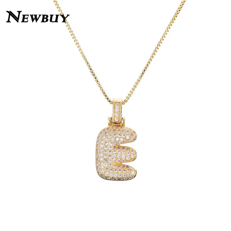 NEWBUY CZ Zirconia Crystal 26 A-Z Letters Pendant Necklace For Men Women Punk Initials Name Necklace Fashion Hip Hop Jewelry Vera Lux