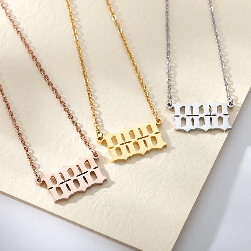 777 Angel Number Necklaces For Women Stainless Steel Couple Necklace Goth Chains Collar Choker Vintage Jewelry Aesthetic Vera Lux